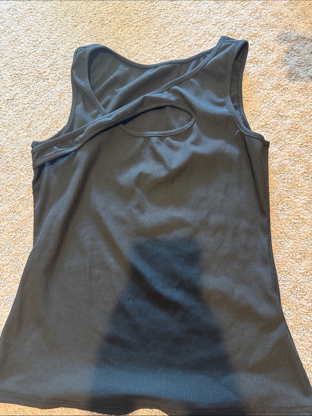 SHEIN Black Ribbed Tank with Front Loop Cutout